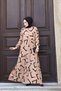 Women's Modest Transitional Belted Viscose Dress with Woven - 2