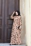 Women's Modest Transitional Belted Viscose Dress with Woven