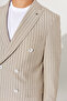 Men's Beige-White Slim Fit Slim Fit Swallow Collar Seersucker Patterned Suit - 7