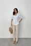 Women's Shirt with Floral Embroidery Patterned - 2