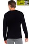 Plain Black Long Sleeve Combed Cotton Men's T-Shirt - 2