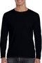 Plain Black Long Sleeve Combed Cotton Men's T-Shirt
