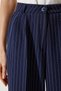 Women's Navy Blue Thin Striped Masculine Palazzo Pants DW00005 - 5