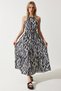 Women's Black and White Halter Collar Summer Viscose Dress ZV00269 - 2