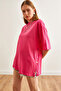 Women's Fuchsia Side Button Cotton T-shirt TSH-19000762 - 5