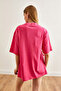 Women's Fuchsia Side Button Cotton T-shirt TSH-19000762 - 6