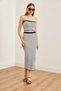 Woman's White Top Strapless Blouse Bottom Skirt Knitwear Set TKM-19000290 - 3