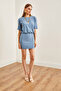 Women's Indigo Skirt Double Layer Mini Knitted Dress ELB-19002170 - 2