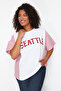 Red Striped Printed Oversize 100% Cotton Knitted T-Shirt Tbbss24Bf00017 - 3