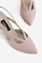 WOMEN'S POWDER PINK GENUINE LEATHER SIZE 34-35-41-42 HIGH-HEEL OPEN-BACK SHOE