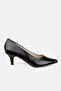 Women's Black Patent Leather Genuine Leather Short Heel Stiletto Shoes, Size 35-41