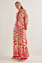 Women's Red Beige Viscose Hijab Dress 2423 - 3