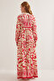 Women's Red Beige Viscose Hijab Dress 2423 - 5