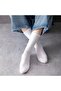 Unisex White College Plain Patternless Socks Set 6 Pairs