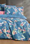 Leticia Blue Double Duvet Cover Set - 100% Cotton Satin, "300 TC" - 3