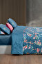Leticia Blue Double Duvet Cover Set - 100% Cotton Satin, "300 TC" - 4