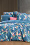 Leticia Blue Double Duvet Cover Set - 100% Cotton Satin, "300 TC"