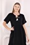 Women's woven summer short sleeve knee-high dress - 5