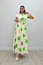Linen Fabric Button Detailed Dress - Green - 2