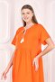 Women's woven summer short sleeve knee-high dress - 4