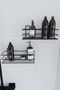 STAINLESS Adhesive 2-piece Set Bathroom Shelf Shower Shampoo Holder Wall Organizer Bathroom Set