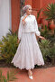 Ni̇zzell Summer Stone Detailed Long Skirted Fisto Hijab Suit White - 3
