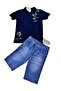 Boy/lacoste Fabric/polo Collar T-shirt/bermuda Regular Slim Suit with Denim Shorts