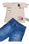 Boy/lacoste Fabric/polo Collar T-shirt/bermuda Regular Slim Suit with Denim Shorts - 3