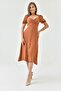 Women's Lined Aerobin Fabric Button-Down Design Ragage Collar Short Sleeve Brown Midi Dress 121 - 5