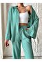 Mint Textured Shirt Pants Set - 2