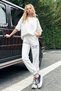 Women Ecru Crewneck Printed T-Shirt And Jogging Tracksuit Set ALC-X12204 - 4