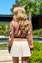 Women's Biscuit Double Breasted Collar Princess Sleeve Gold Button Detailed Crop Blouse ALC-X9815 - 5