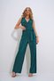 Women's Green Double-breasted Lapel Belted Chest Low-cut Pleated Jumpsuit ALC-X12193 - 2