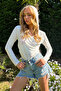 Woman's White Hooded Double Breasted Sandy Blouse ALC-X12248 - 3