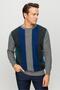 Men's Crew Neck Front Colored Wool Sweater Smoked - 5