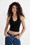 Halter yaka crop top