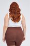 Curve Women's Plus Size Ribbed High Waist Gathering Knitted Biker Shorts Short Brown Leggings - 3