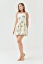 Floral Print Linen Fabric Back Gipe Detail Mini Toothpick Dress with Connectable Straps 166 - 6