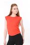 Side drawstring crew neck sleeveless blouse, Flaming Ribbed Camisole Fabric -cotton-likra