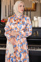 3989 Patterned Hijab Dress Orange - 5