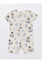 Crew Neck Short Sleeve Printed Baby Boy Jumpsuit