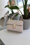 Women's Cream Patent Leather Buckle Detailed Chain Shoulder Bag - 2