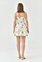 Floral Print Linen Fabric Back Gipe Detail Mini Toothpick Dress with Connectable Straps 166 - 3