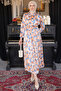 3989 Patterned Hijab Dress Orange