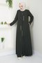 Women's Hijab Coat with Pocket and Stone Detail - 4