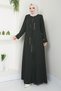 Women's Hijab Coat with Pocket and Stone Detail
