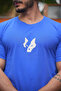 Kurt Baskılı Basic T-Shirt Mavi - 3
