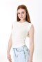 Side drawstring crew neck sleeveless blouse, Flaming Ribbed Camisole Fabric -cotton-likra - 3