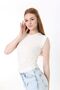 Side drawstring crew neck sleeveless blouse, Flaming Ribbed Camisole Fabric -cotton-likra - 4