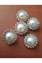 1.5 cm 5 Pcs Inner and Crystal Stone Yellow Metallized Button - 3